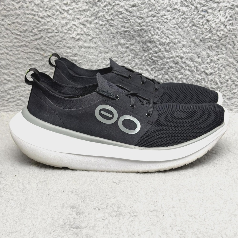 Oofos OOmy Stride Mens Size 9.5 Sneakers Shoes Black White Comfort Recovery